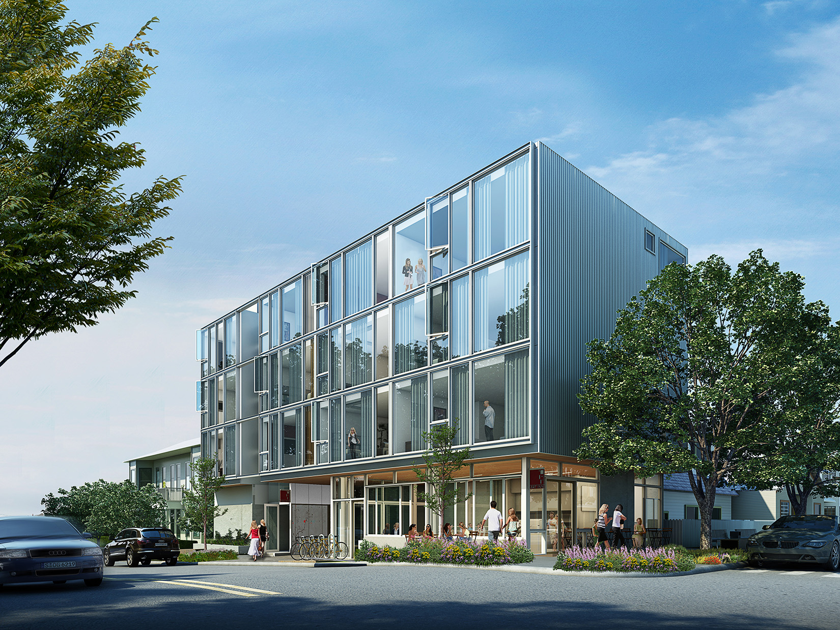 Art Inn Exterior Rendering - Hybrid Design - Seattle Architects
